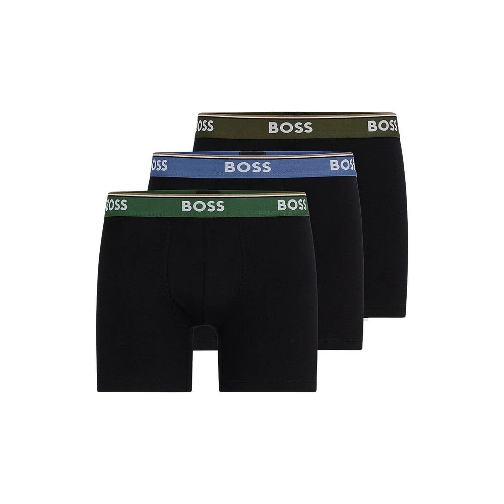 HUGO BOSS Mens Boxer Briefs Small Black 2-Pack Cotton Stretch Logo